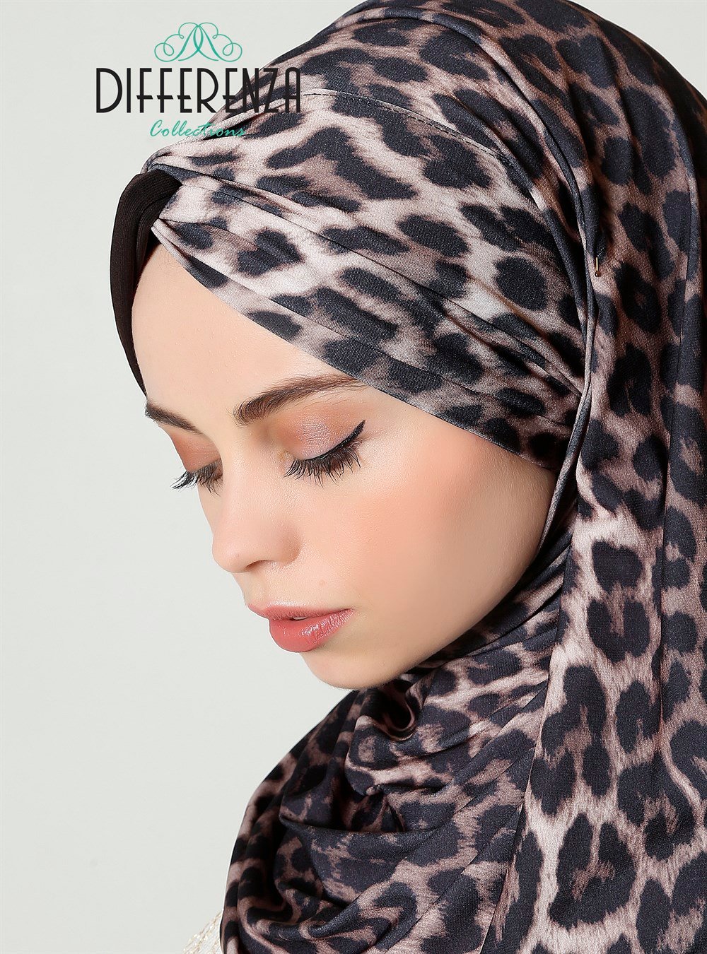 Düğüm Sandy Leopar Şal-Siyah Tek Taraf