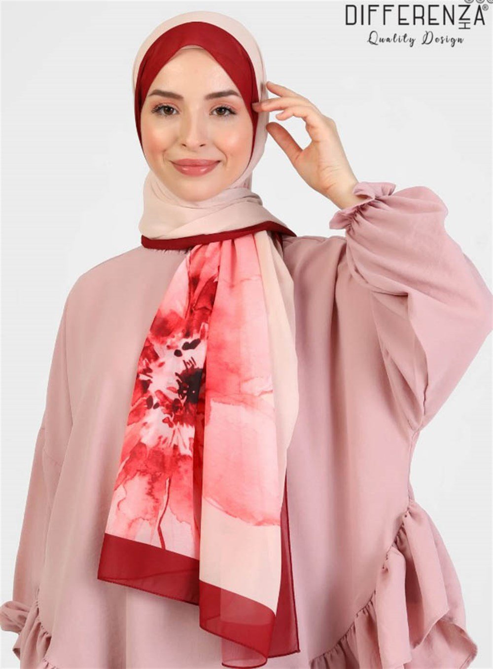 Flora Basic Desenli Şal-Kırmızı