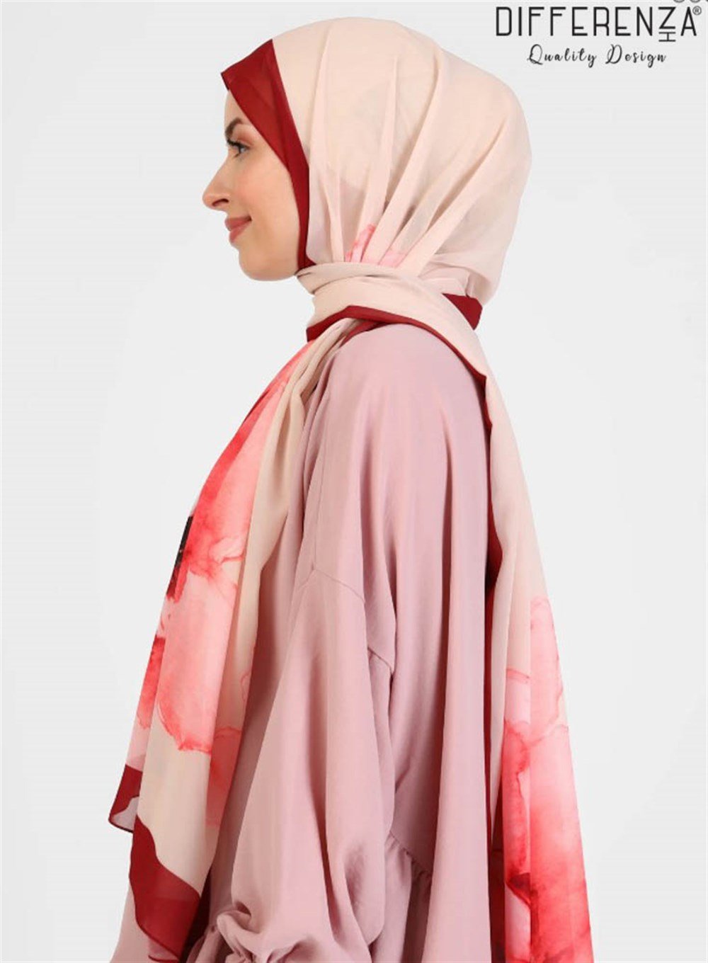 Flora Basic Desenli Şal-Kırmızı