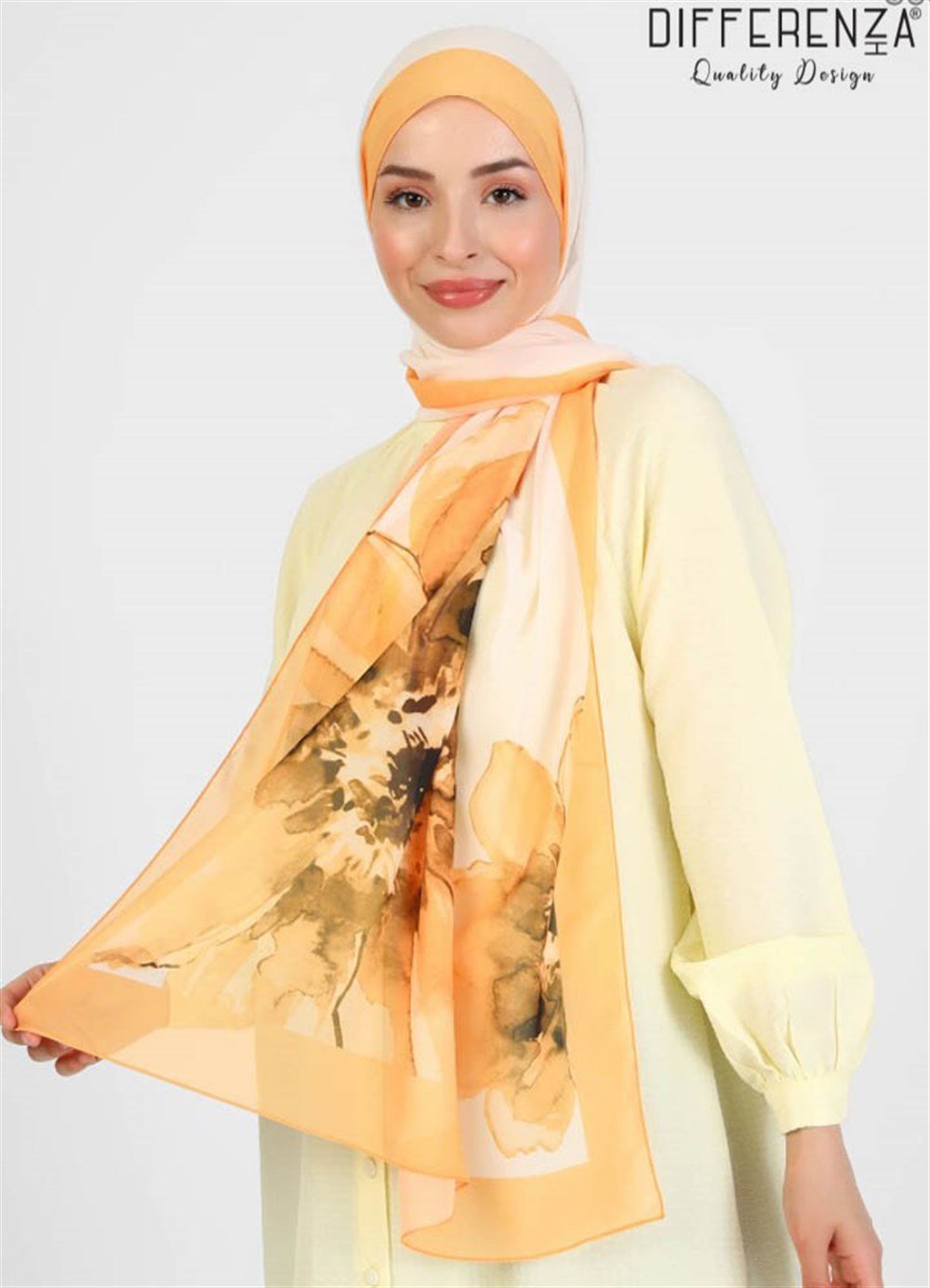 Flora Basic Desenli Şal-Sarı