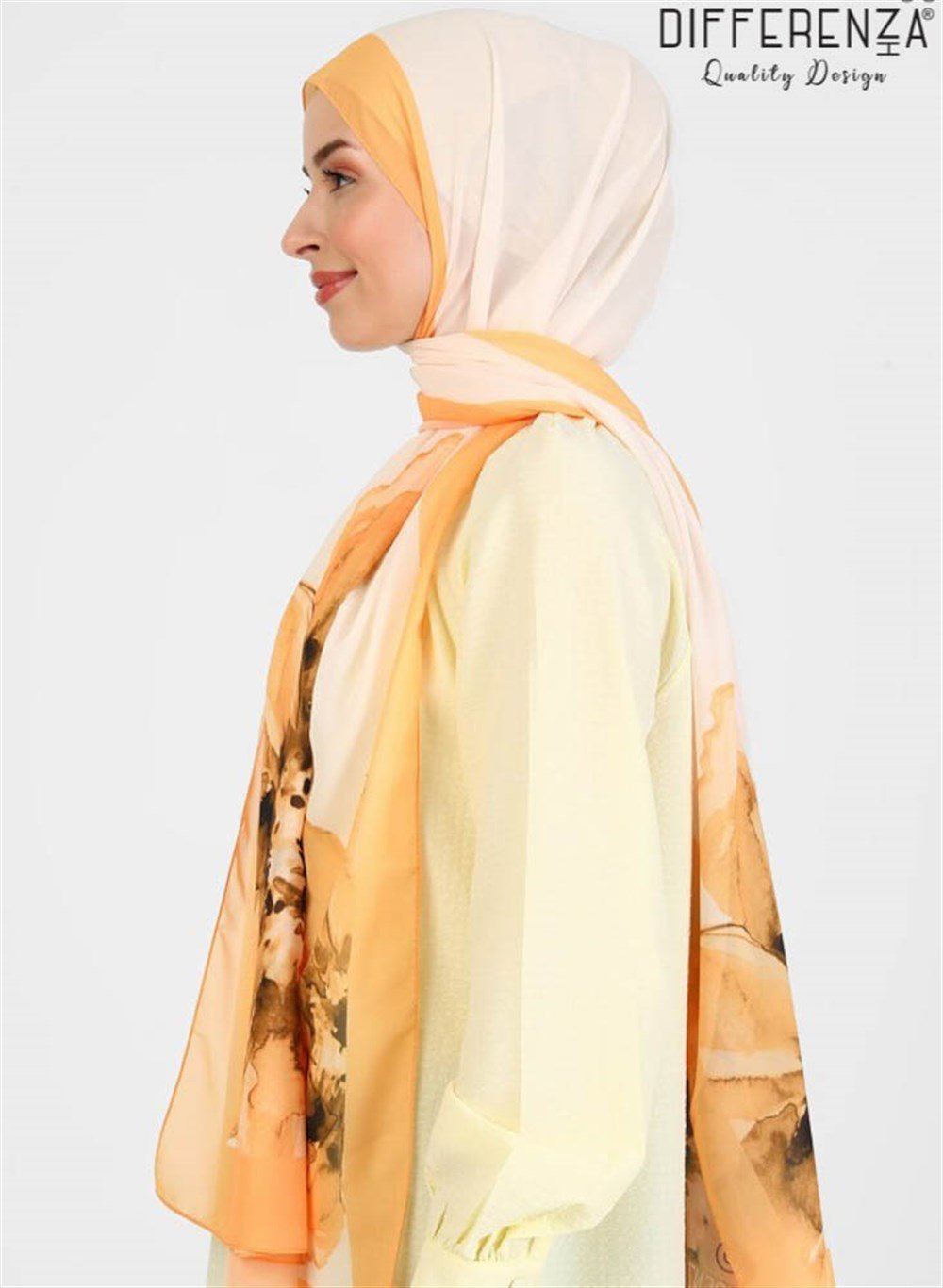 Flora Basic Desenli Şal-Sarı