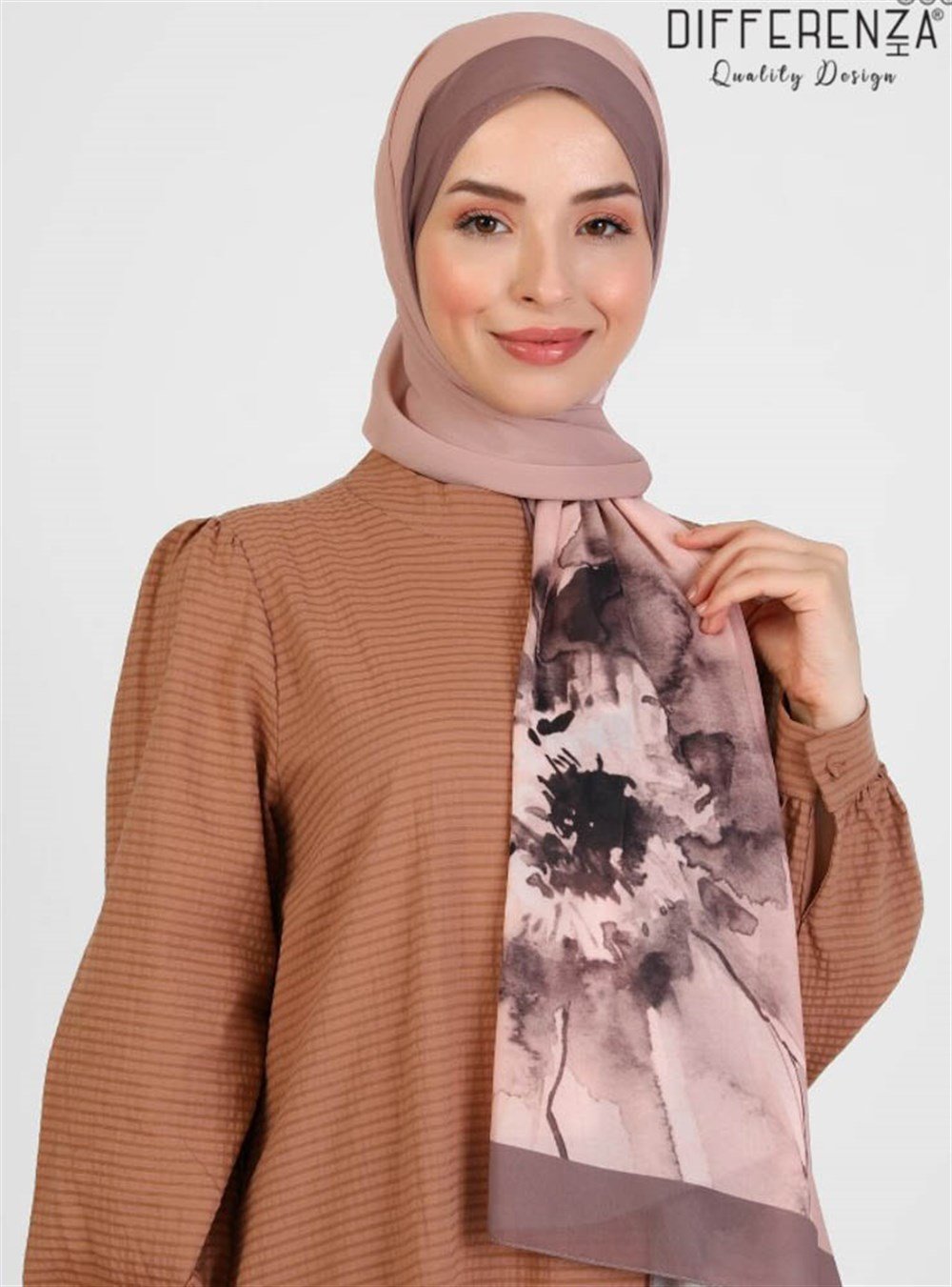 Flora Basic Desenli Şal-Vizon