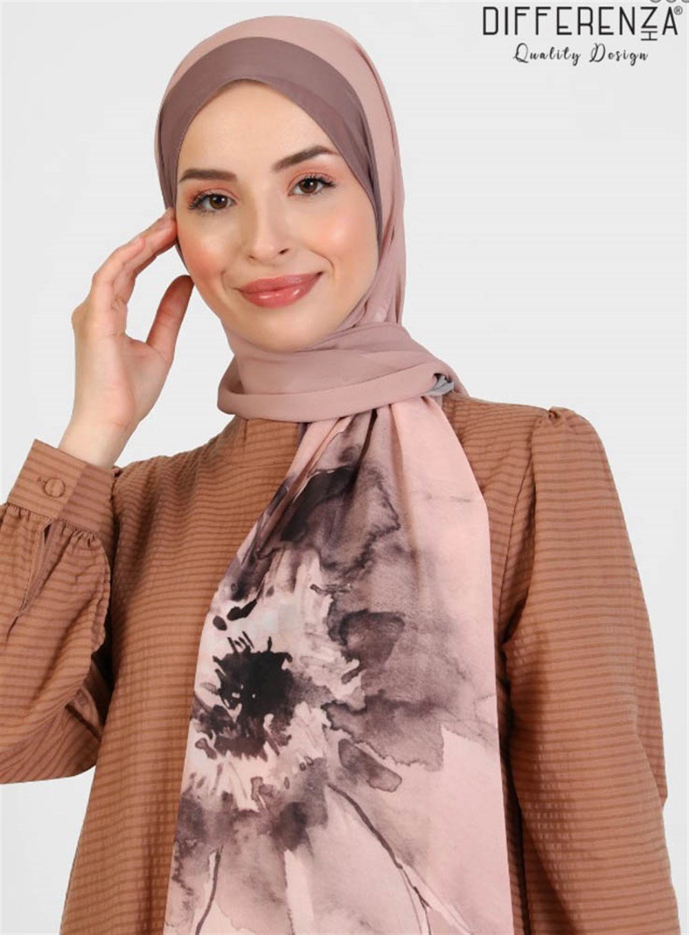 Flora Basic Desenli Şal-Vizon