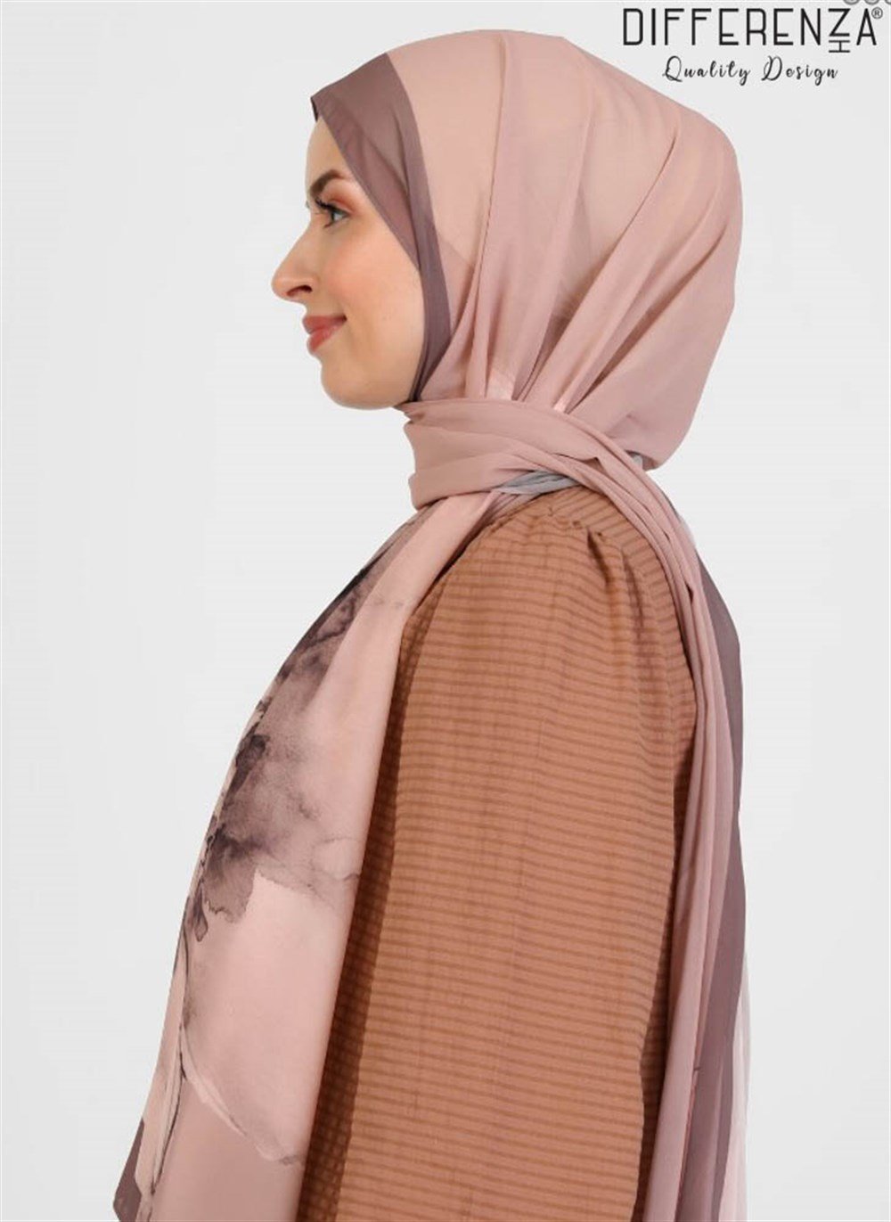 Flora Basic Desenli Şal-Vizon