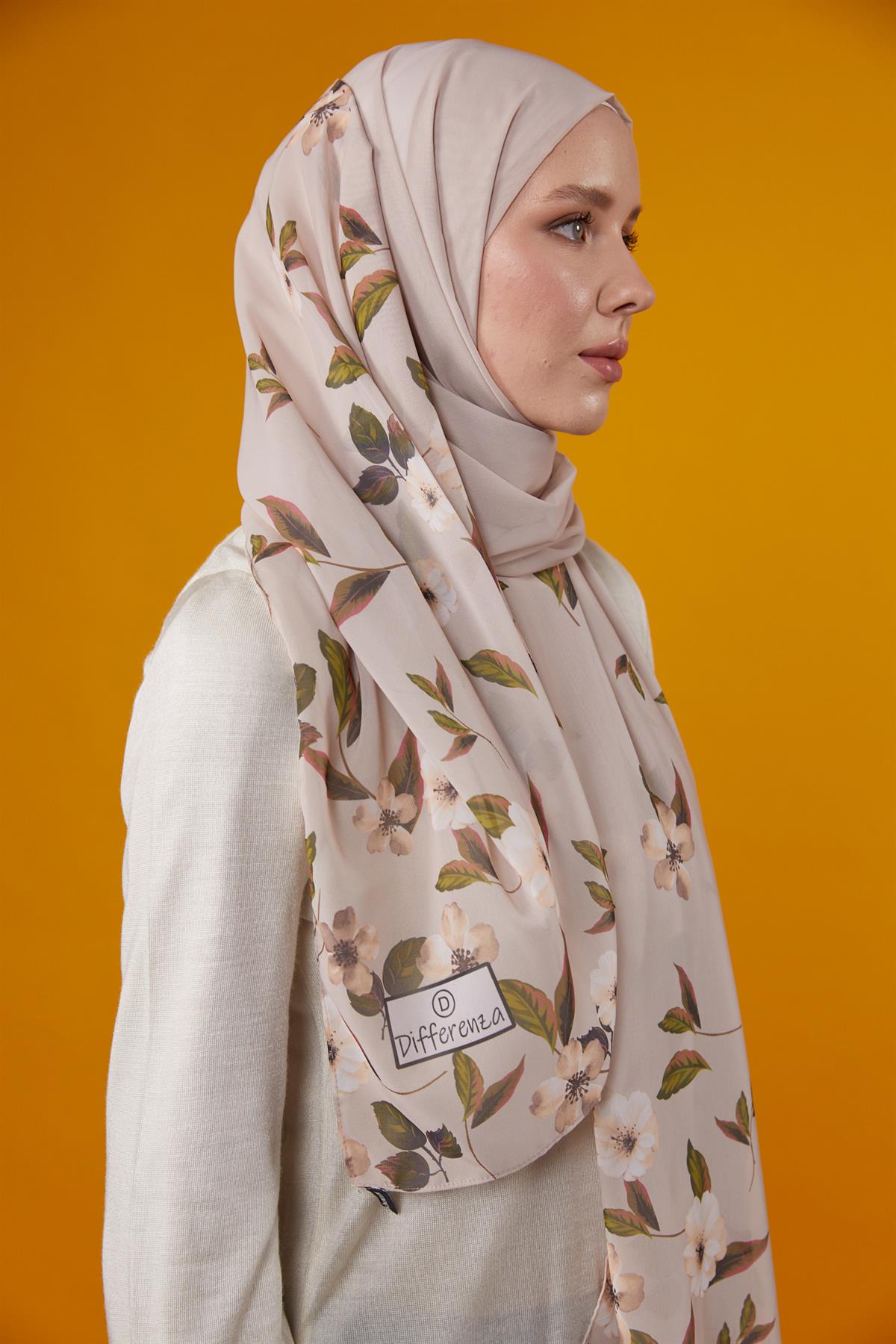 Flowers Desenli Şal Bej