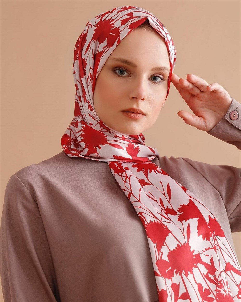 Gölge Rose Şal - Kırmızı / Krem