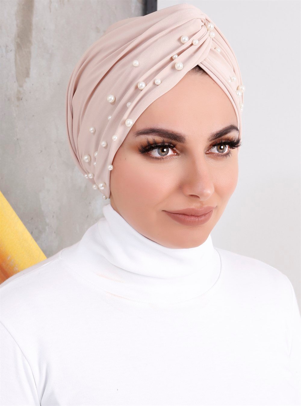 İncili Dolama Bone - Bej