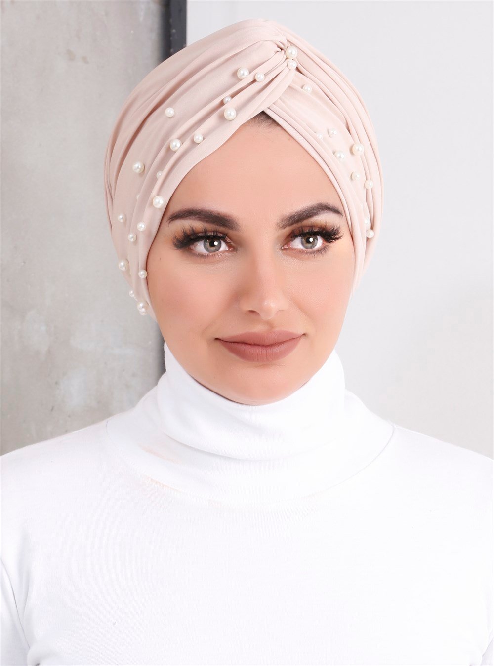 İncili Dolama Bone - Bej