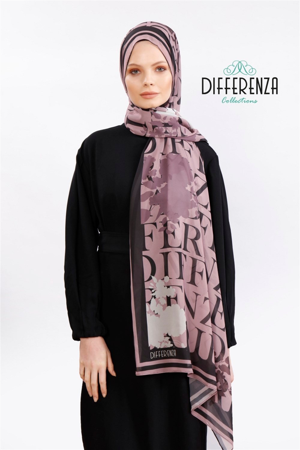 Karma Desen Şal - Siyah & Pudra