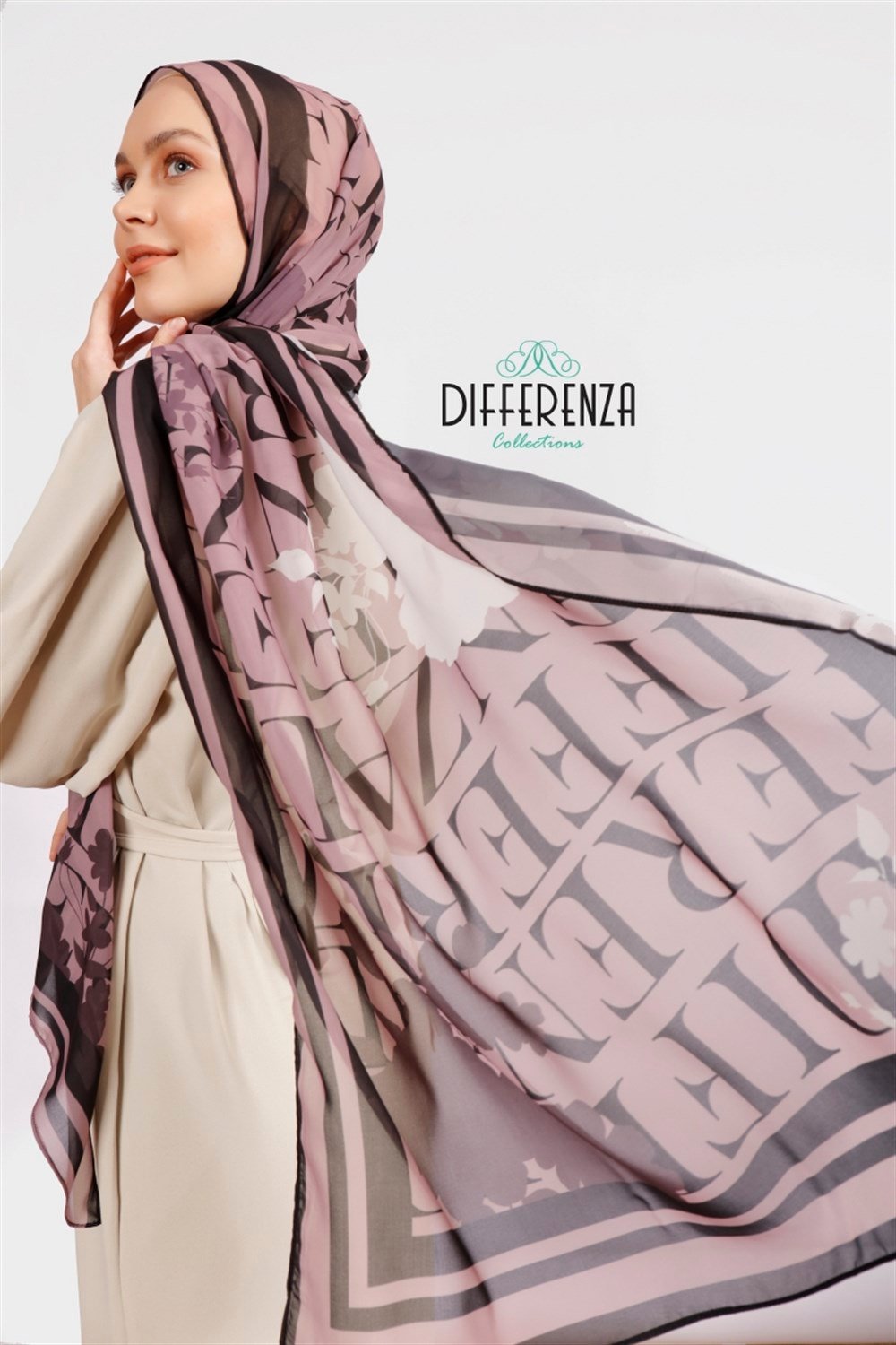 Karma Desen Şal - Siyah & Pudra