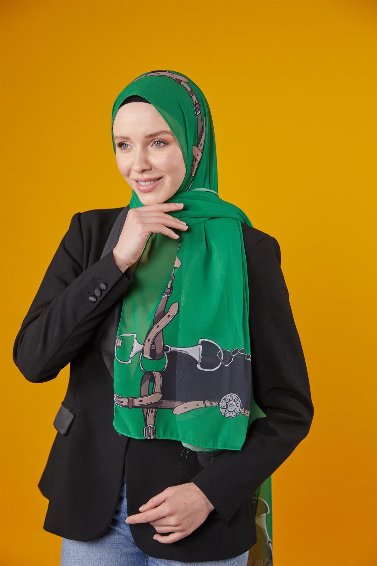 Kemer Desenli Şal Yeşil