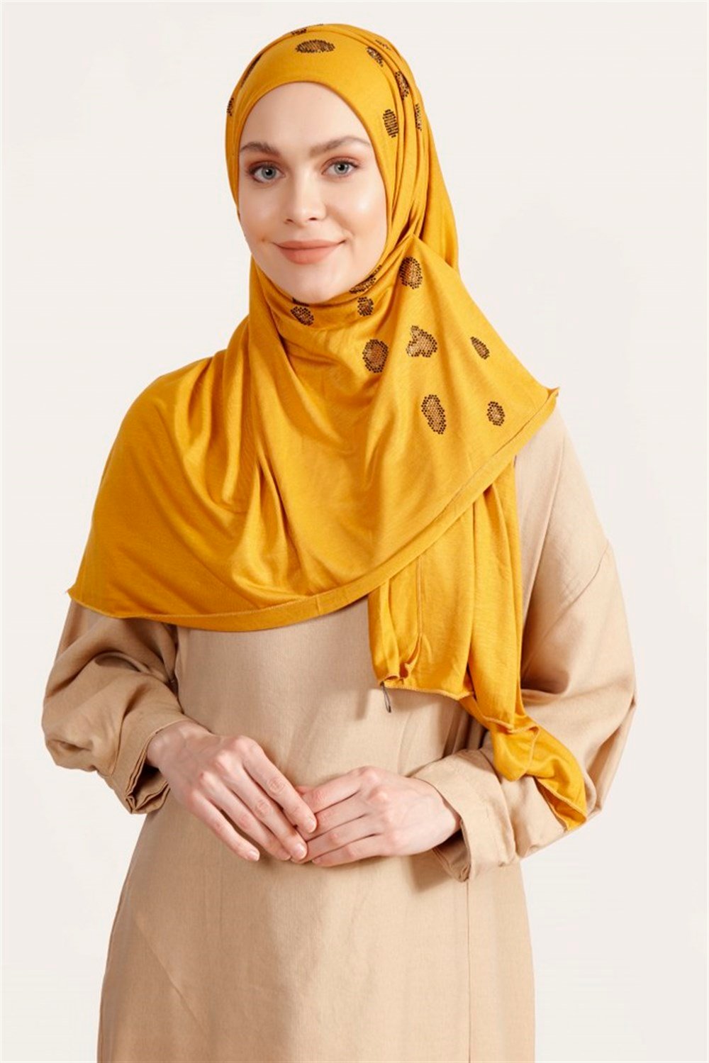 LEOPAR TAŞLI PENYE ŞAL-Hardal