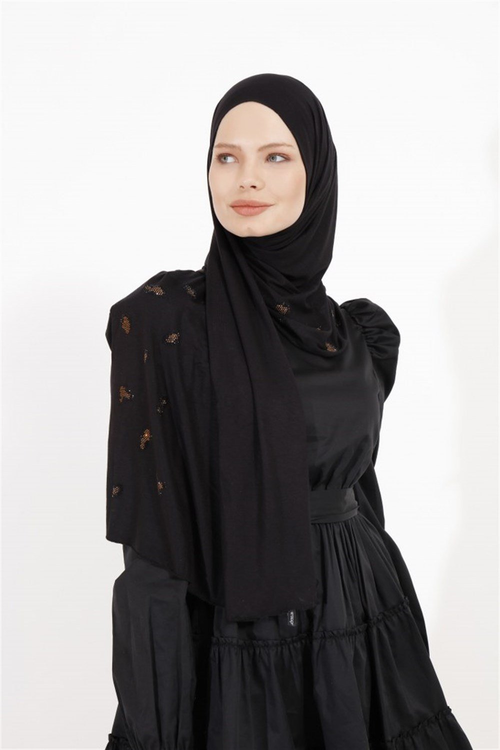 LEOPAR TAŞLI PENYE ŞAL-Siyah