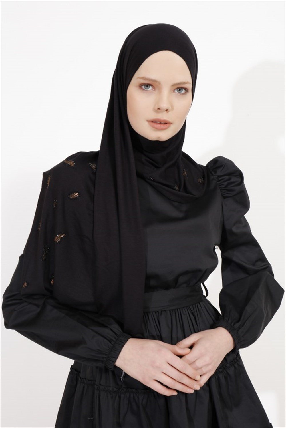 LEOPAR TAŞLI PENYE ŞAL-Siyah