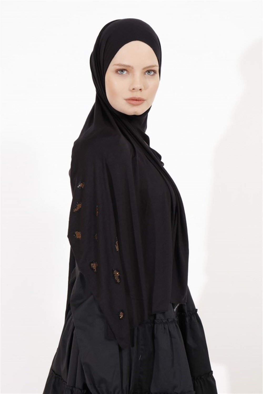 LEOPAR TAŞLI PENYE ŞAL-Siyah