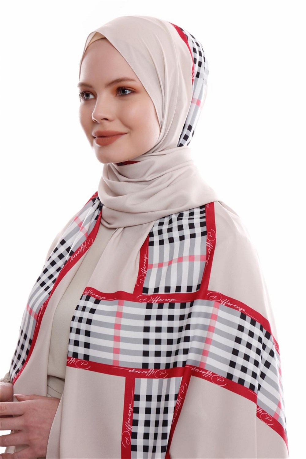 Line Medine İpeği Şal - Bej