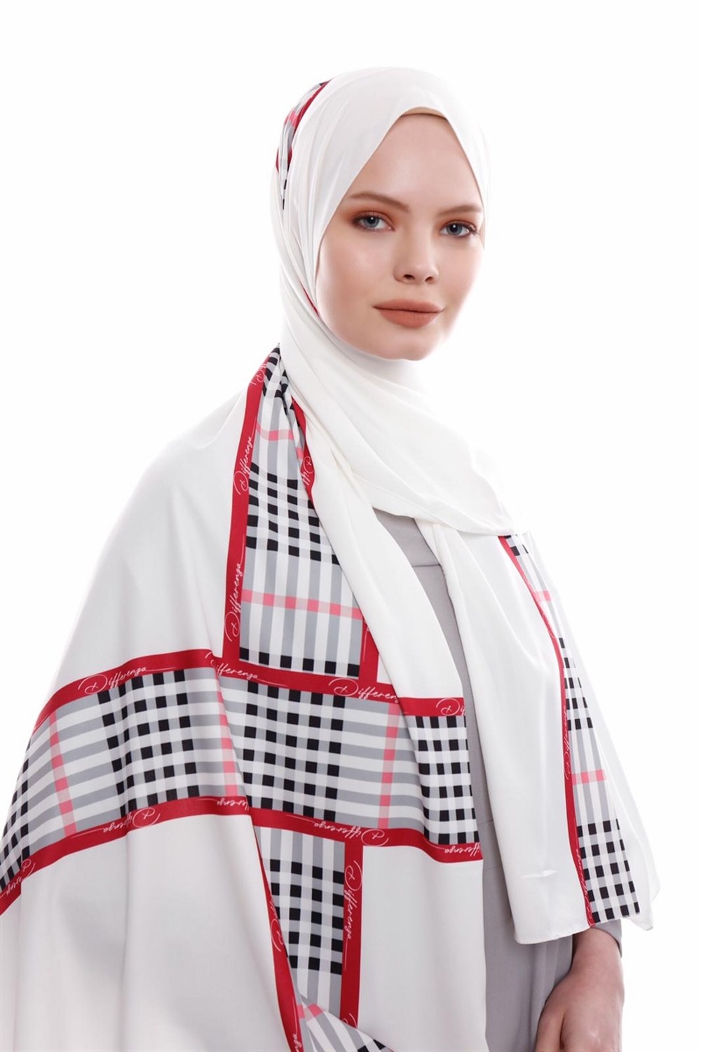 Line Medine İpeği Şal - Ekru