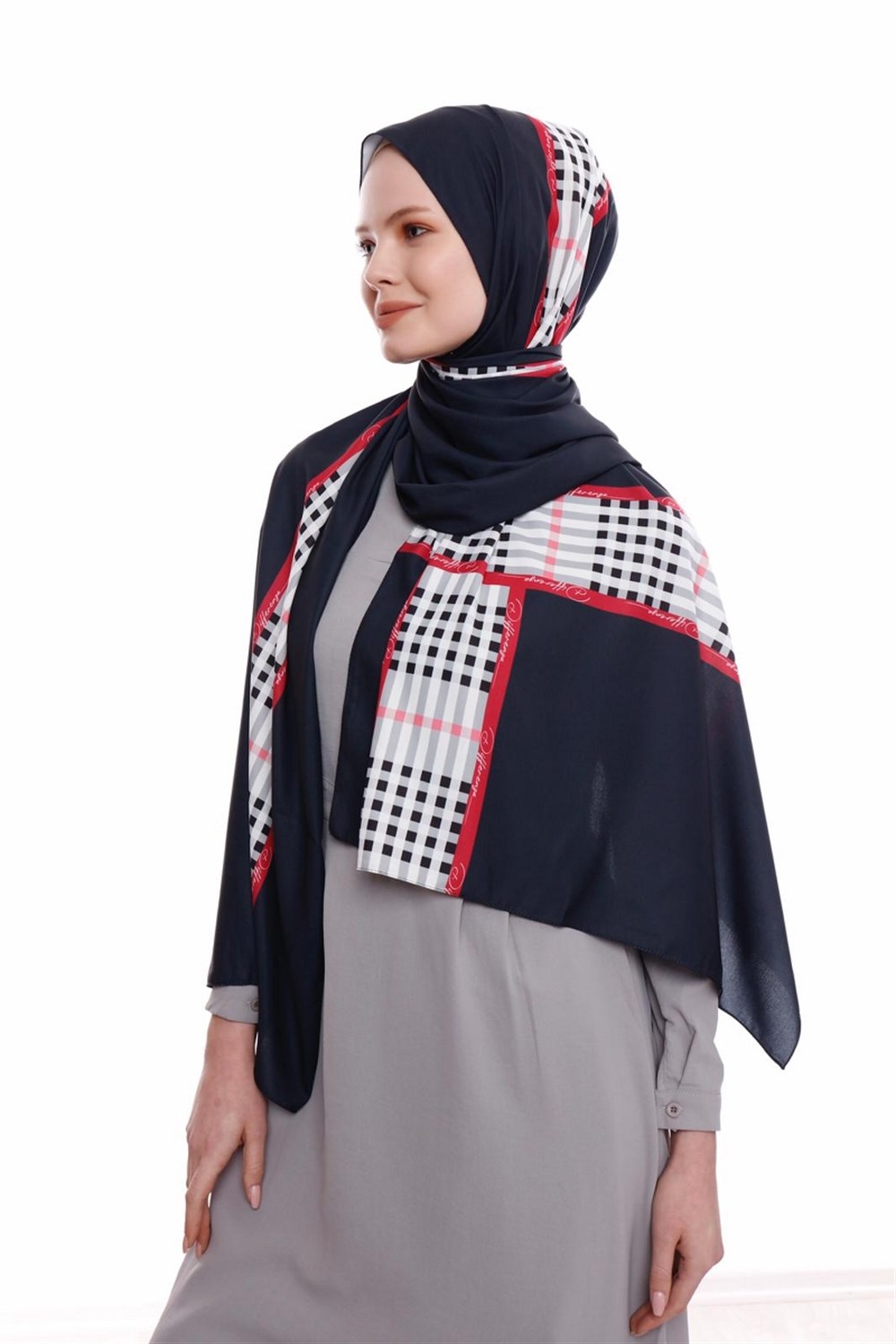 Line Medine İpeği Şal - Siyah