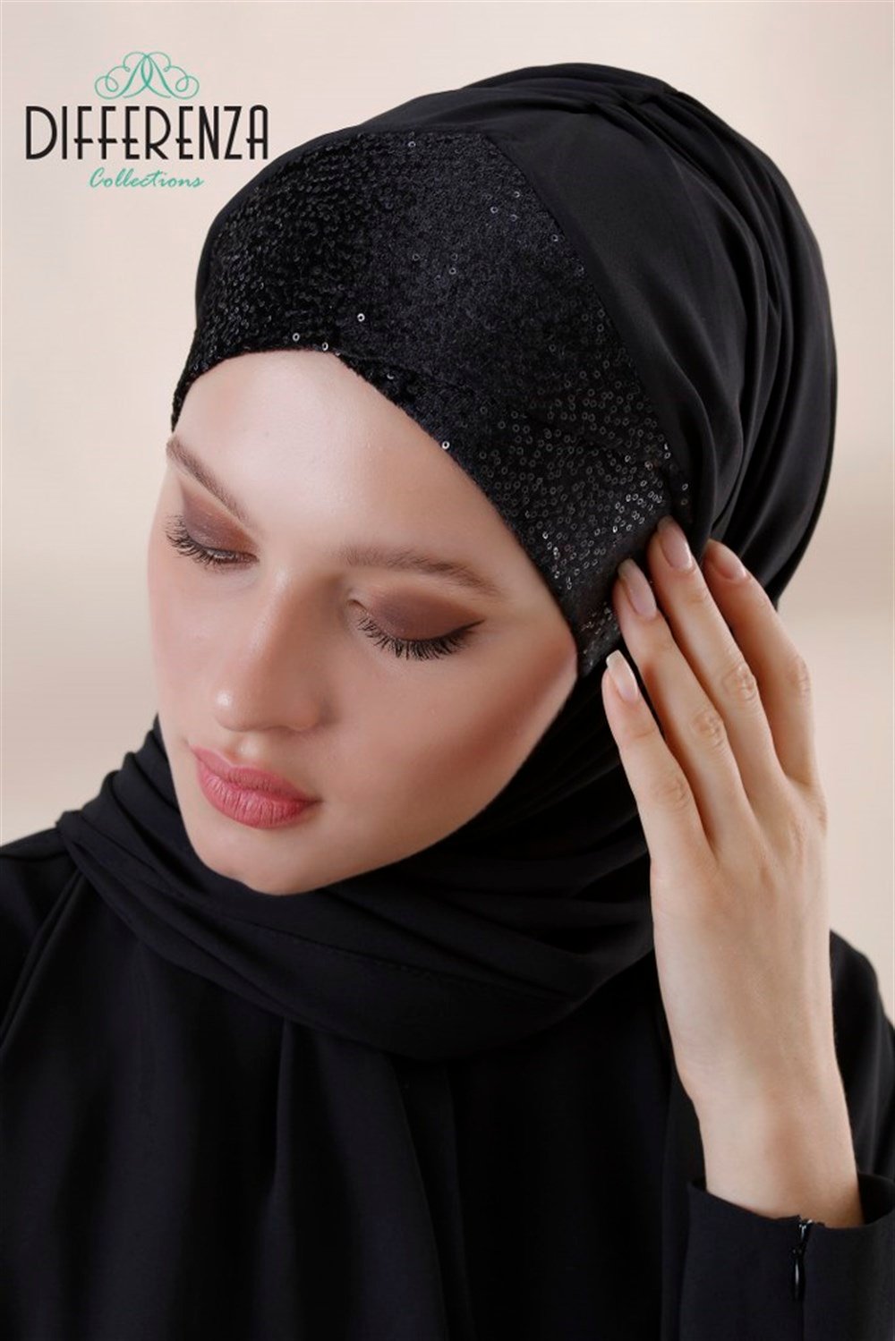 MİNİ PAYET ÇAPRAZ ŞAL-Siyah