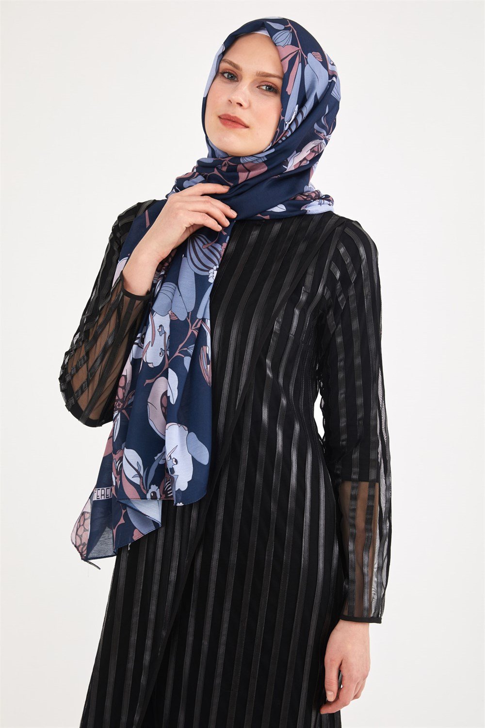 Ortanca Şal - Lacivert