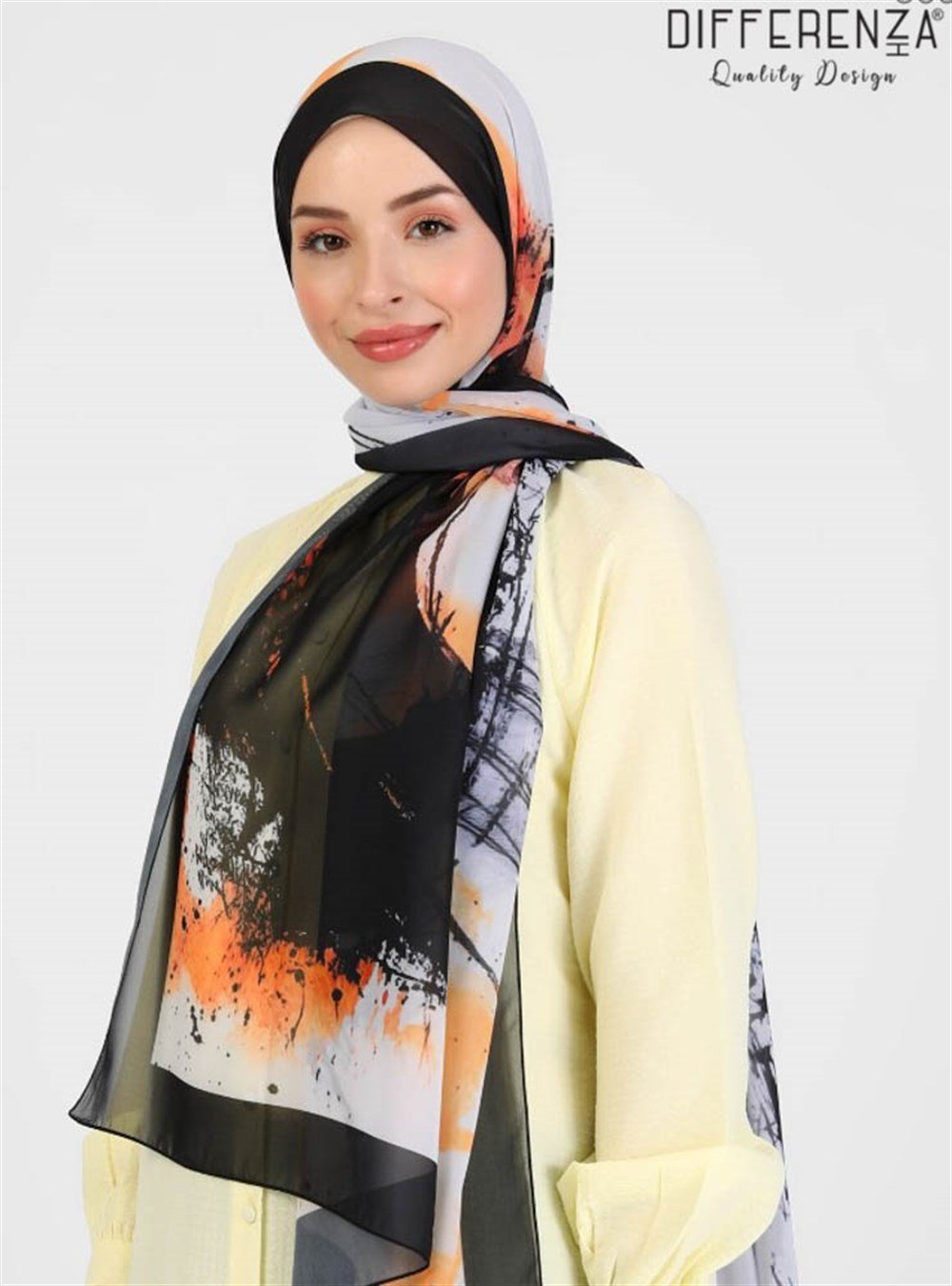 Ring Desenli Şal-Beyaz