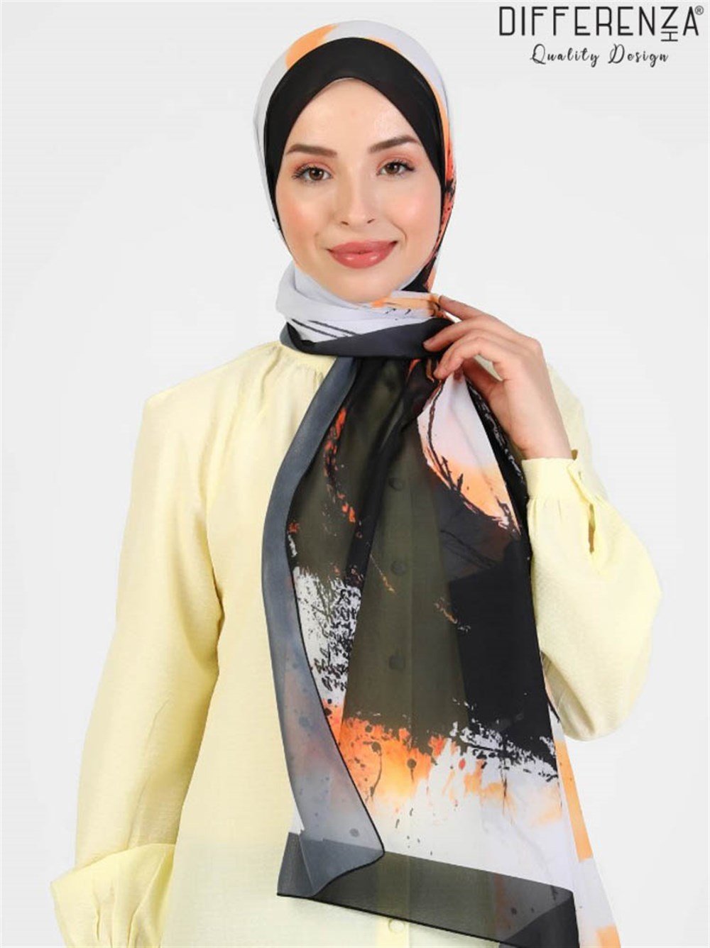 Ring Desenli Şal-Beyaz