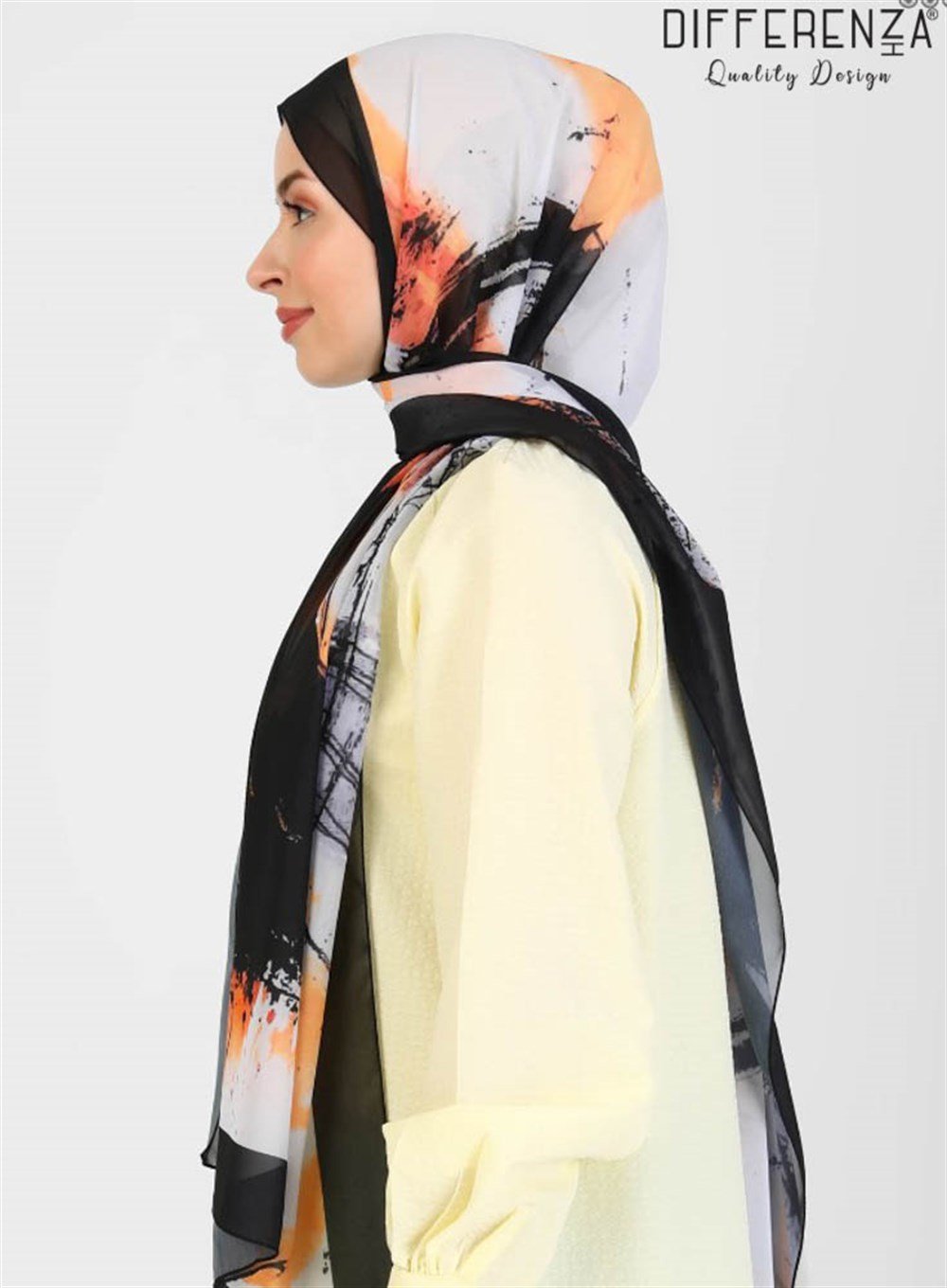 Ring Desenli Şal-Beyaz