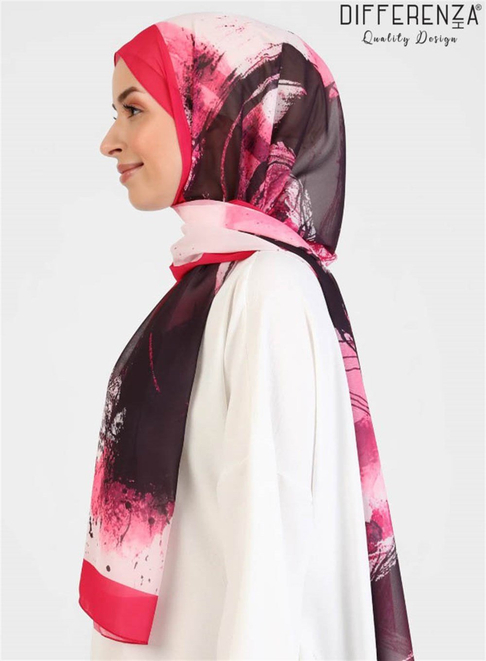 Ring Desenli Şal-Fuşya