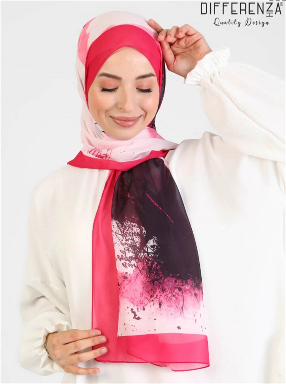 Ring Desenli Şal-Fuşya