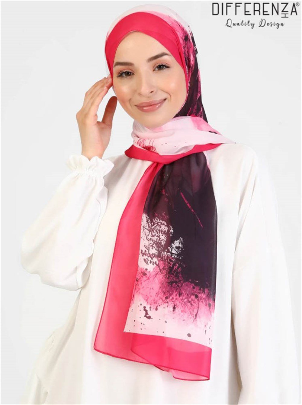 Ring Desenli Şal-Fuşya