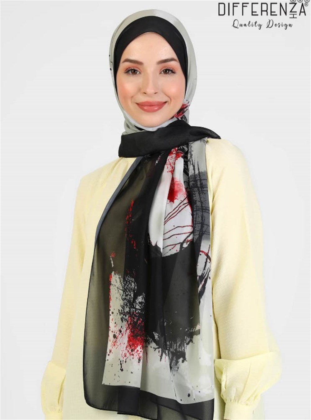 Ring Desenli Şal-Siyah