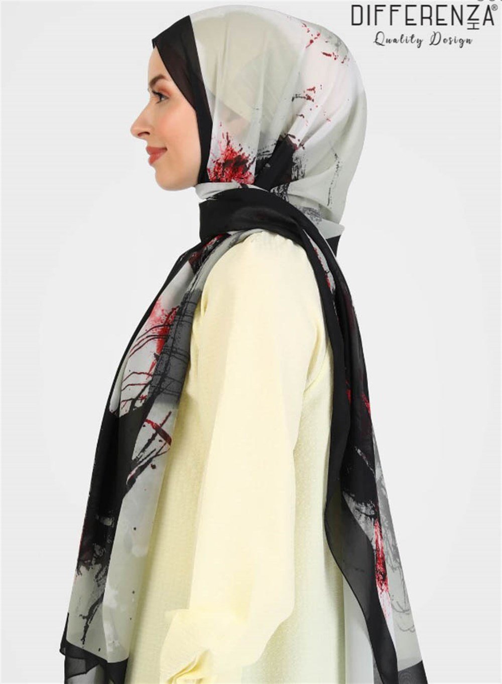 Ring Desenli Şal-Siyah