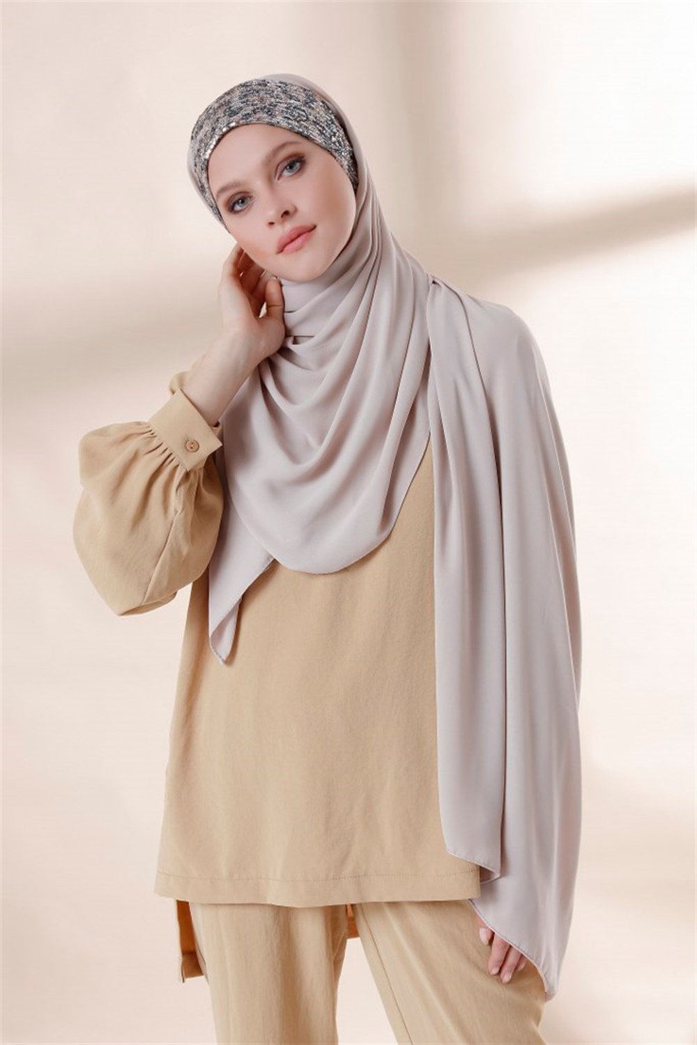 Soft Leopar Pratik Şal-Açık vizon