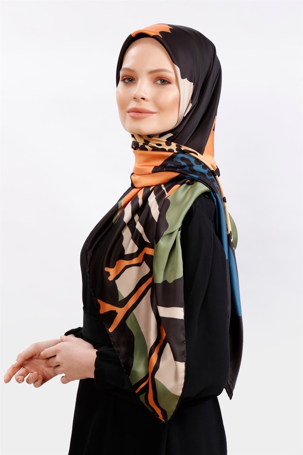 Tablo Desenli Eşarp - Oranj