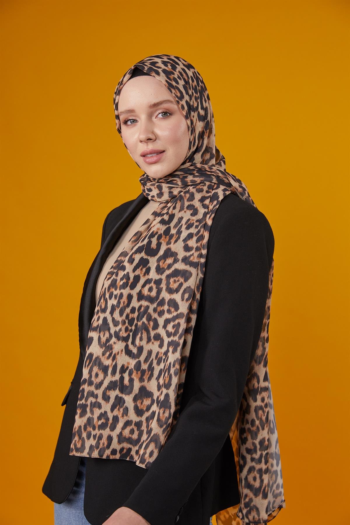 Tiger Desenli Şal Gold