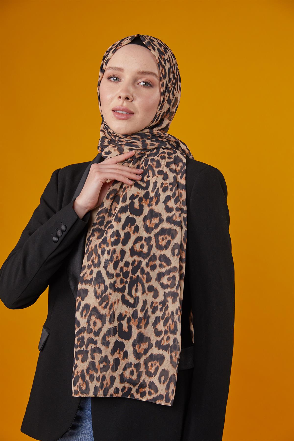 Tiger Desenli Şal Gold