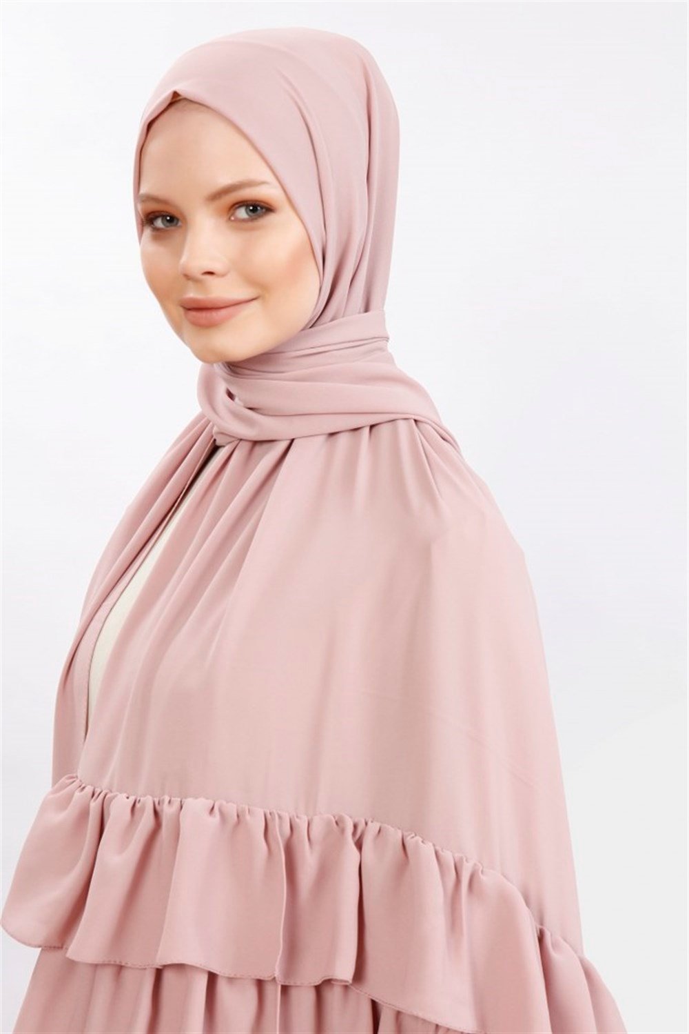 Üç Pile Krep Şal-Pudra