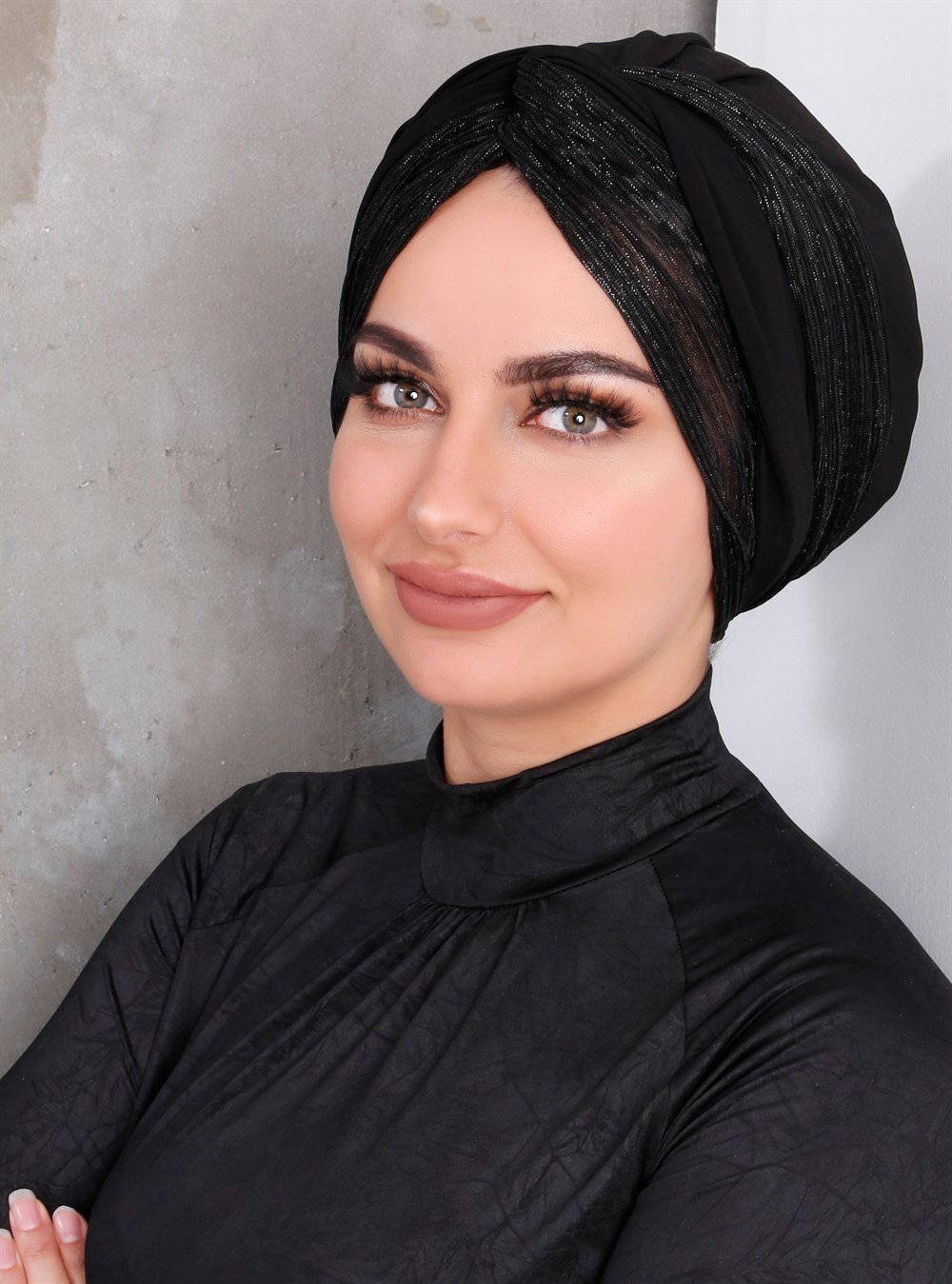 Yarı Sim Dolama Bone - Siyah
