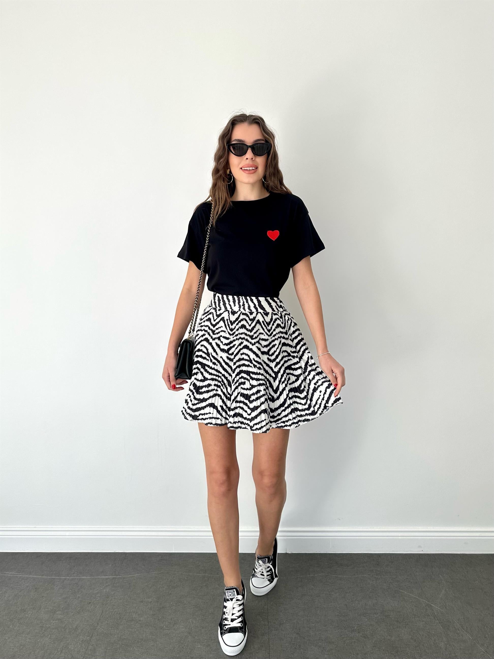   Zebra Desen Etek Siyah-Etek