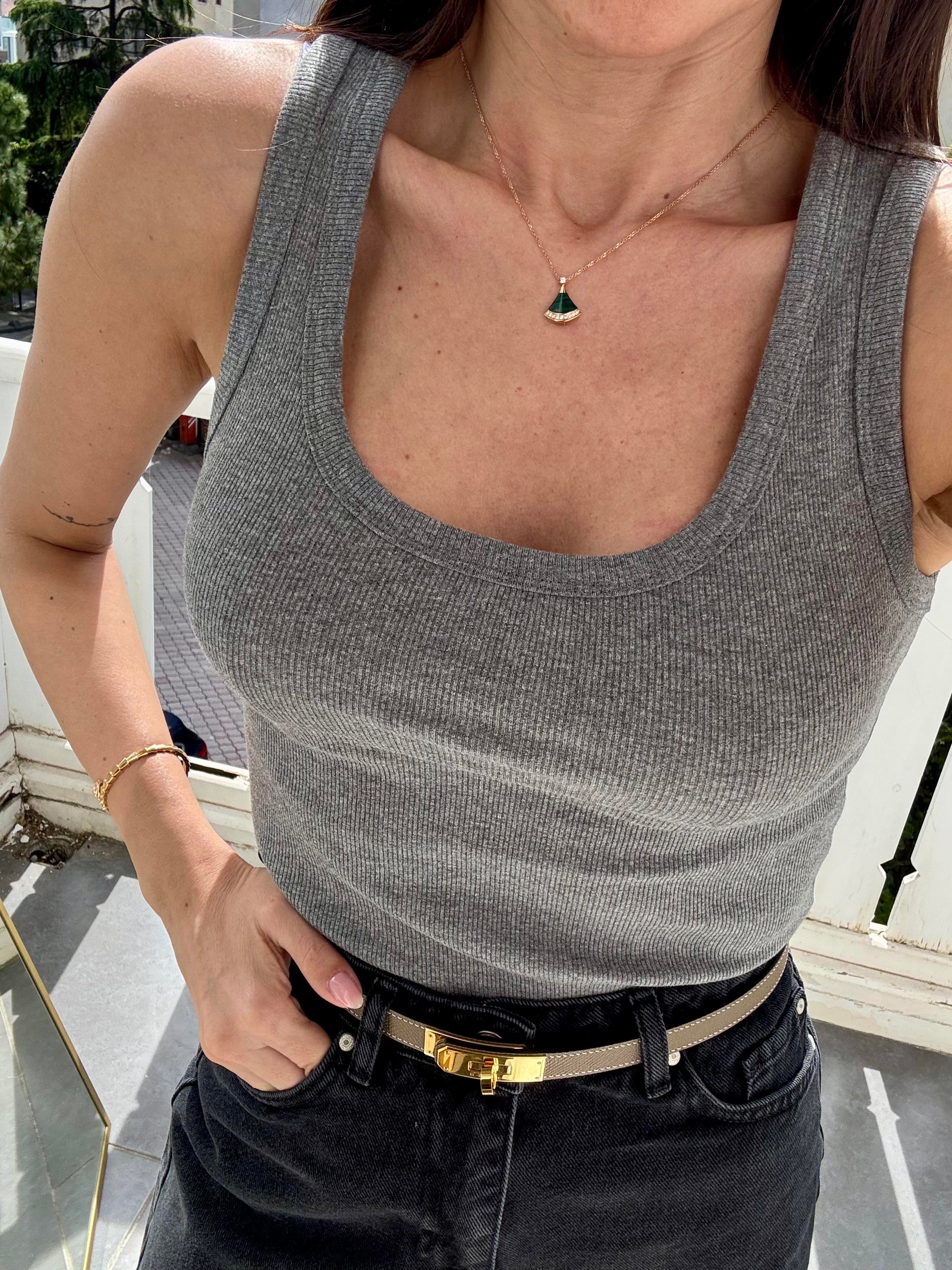 Antrasit Fitilli Kalın Askılı Atlet Bluz