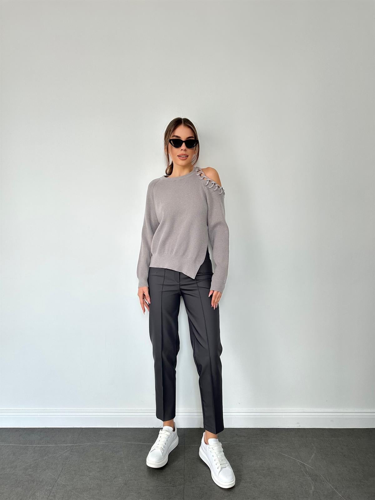 Antrasit Önü Dikişli Kumaş Pantolon