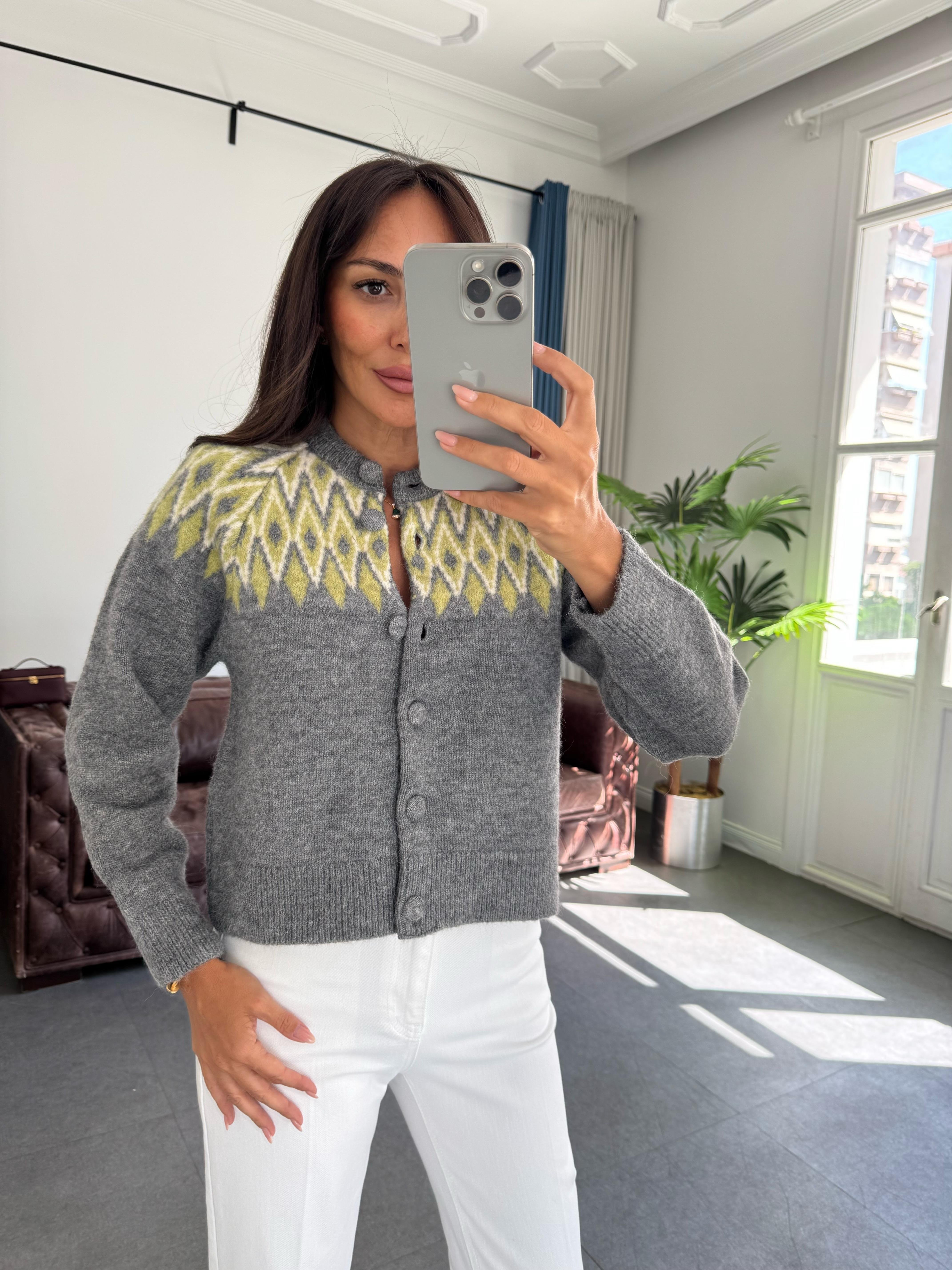 Antrasit Sıfır Yaka Hırka