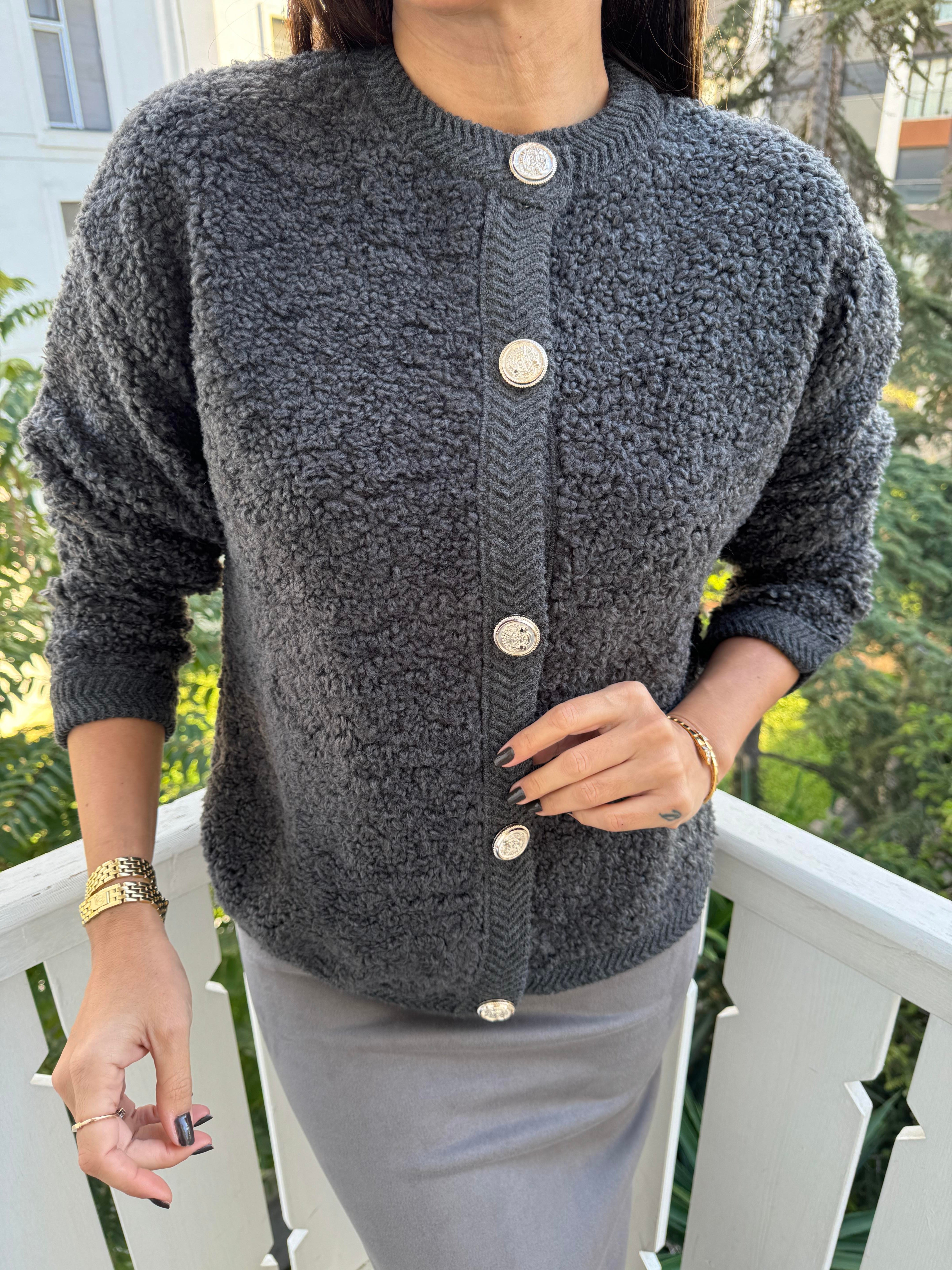 Antrasit Teddy Hırka