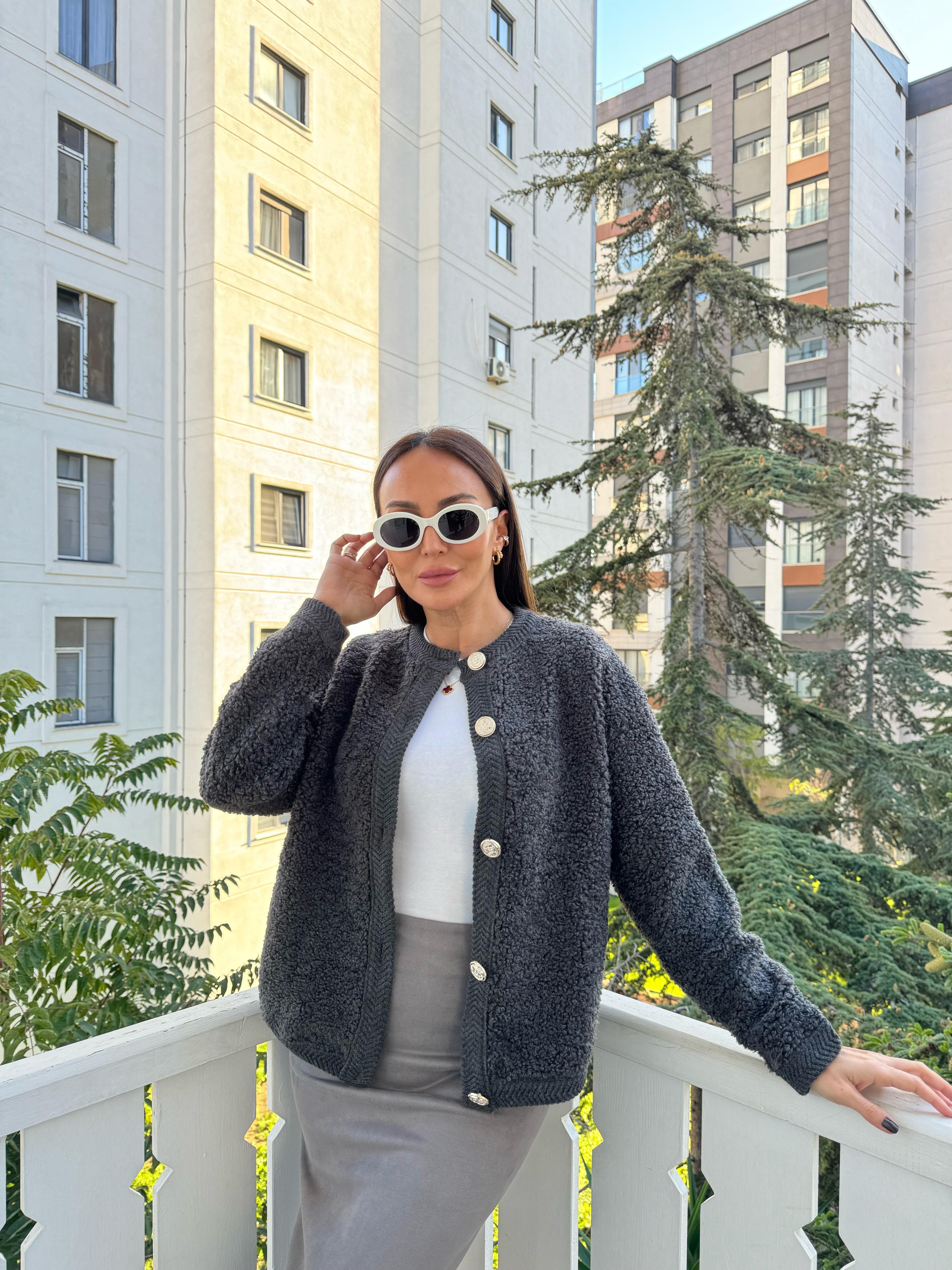 Antrasit Teddy Hırka