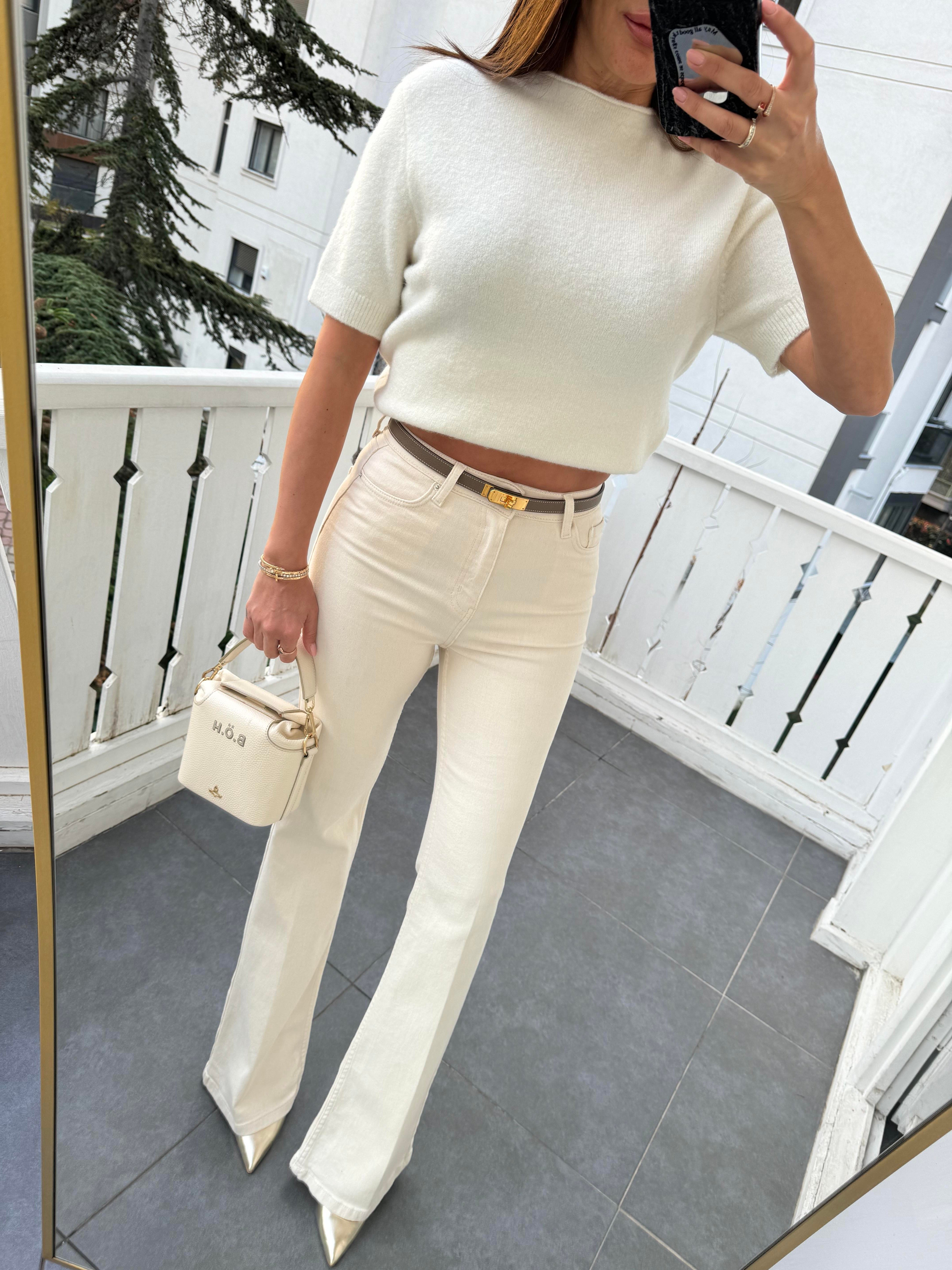 Bej İspanyol Paça Denim