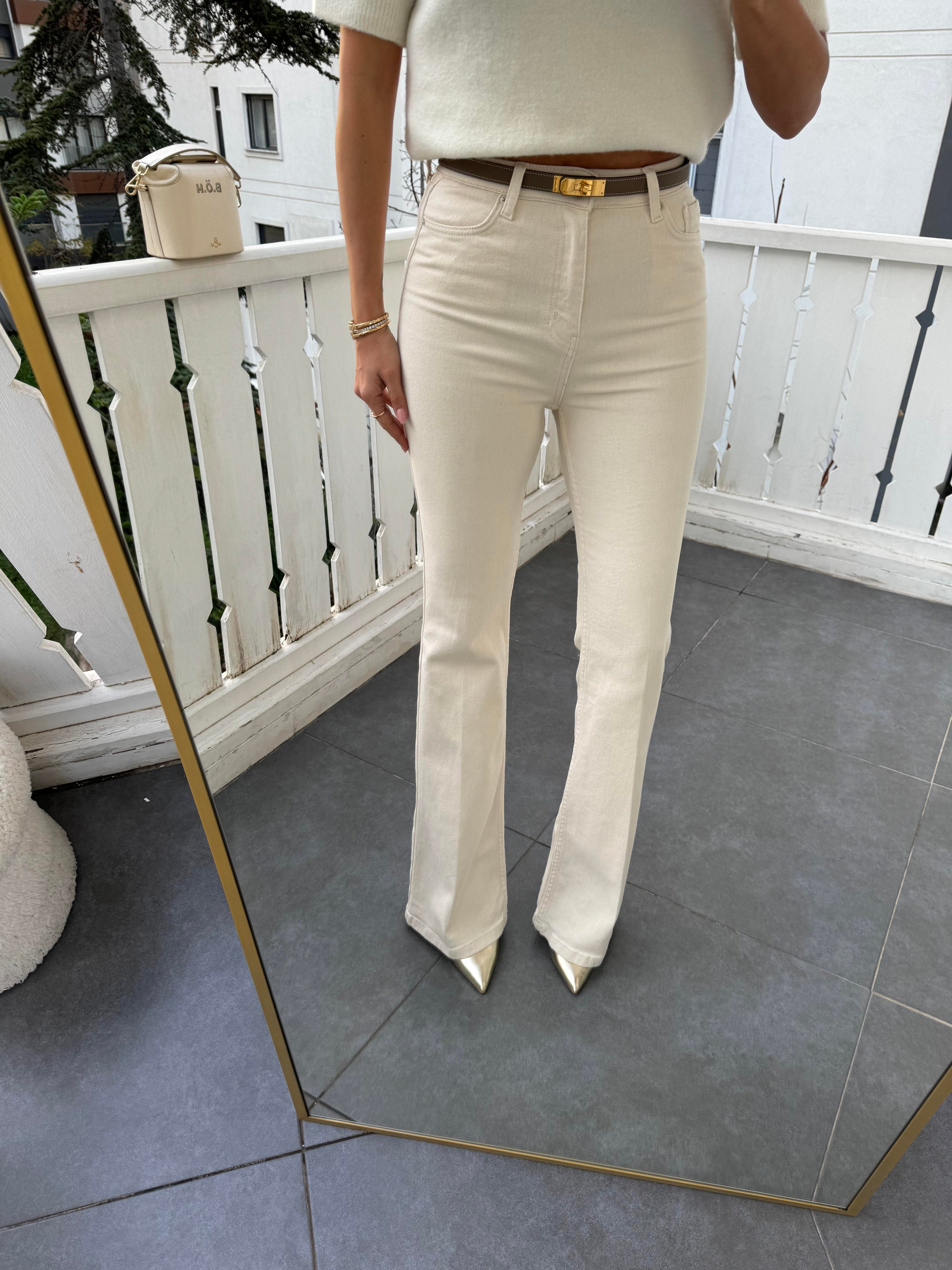 Bej İspanyol Paça Denim