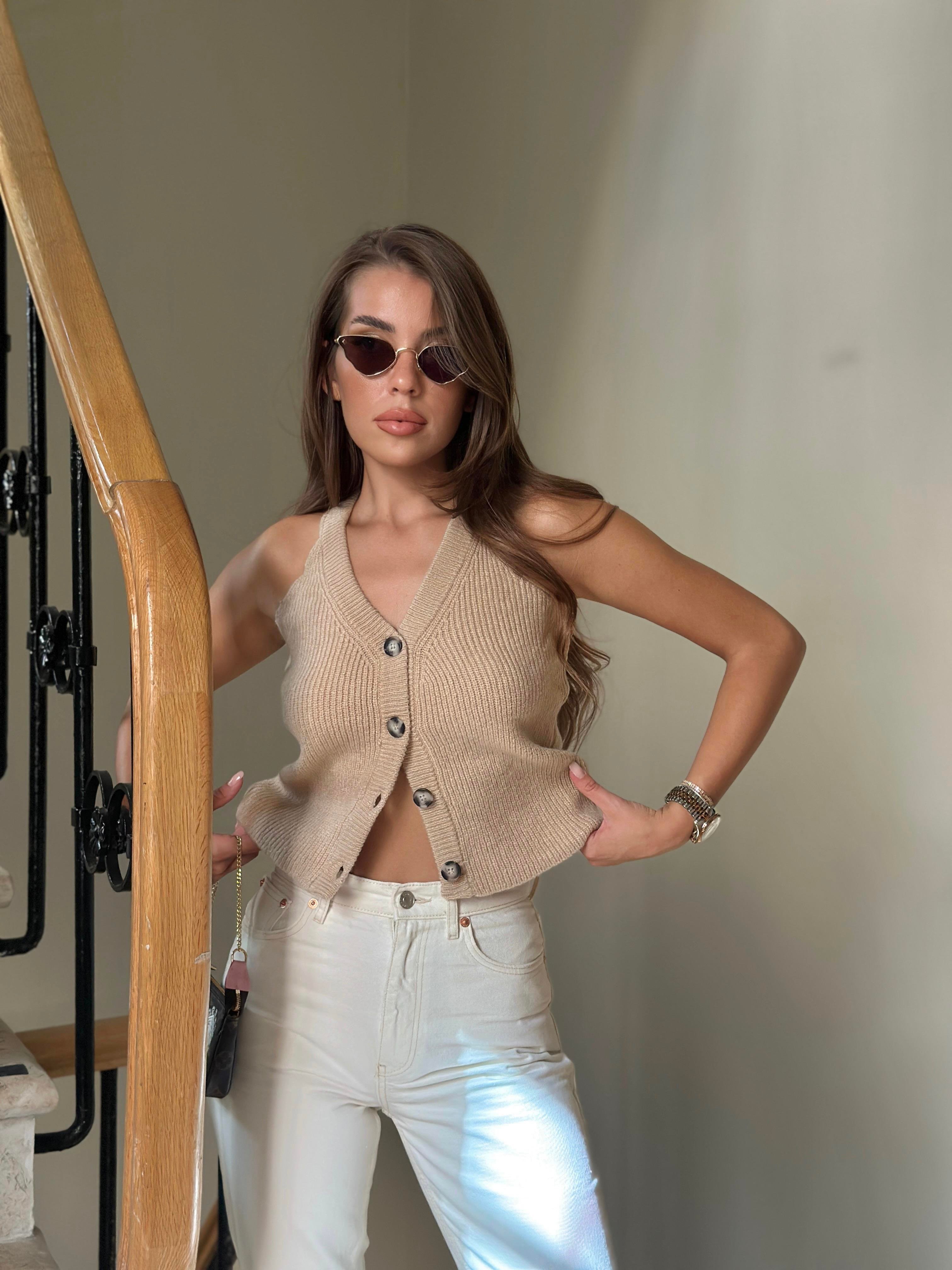 Bej İtalyan Reglan Yelek