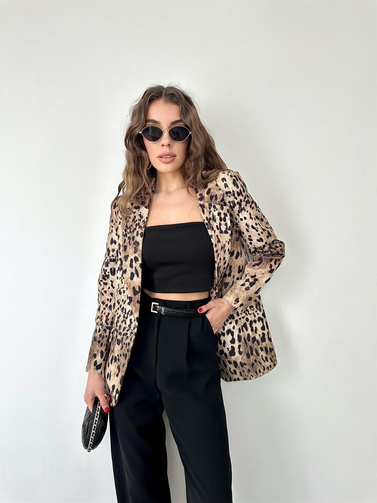 Bej Leopar Ceket