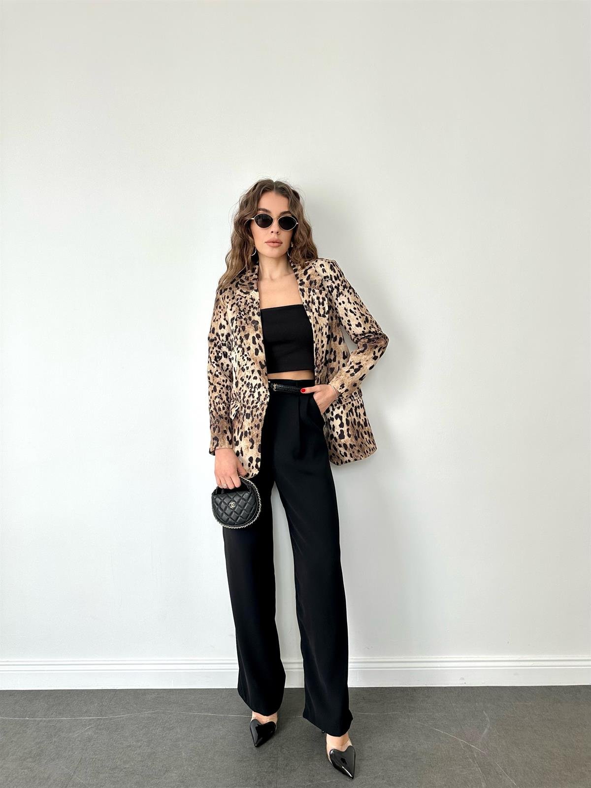 Bej Leopar Ceket