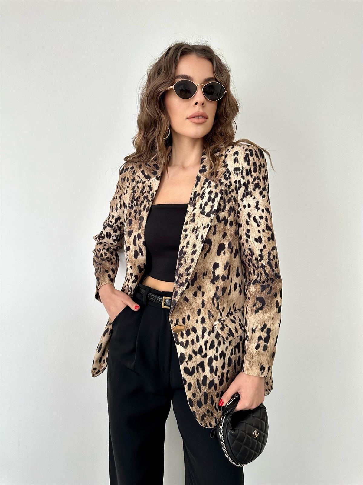 Bej Leopar Ceket